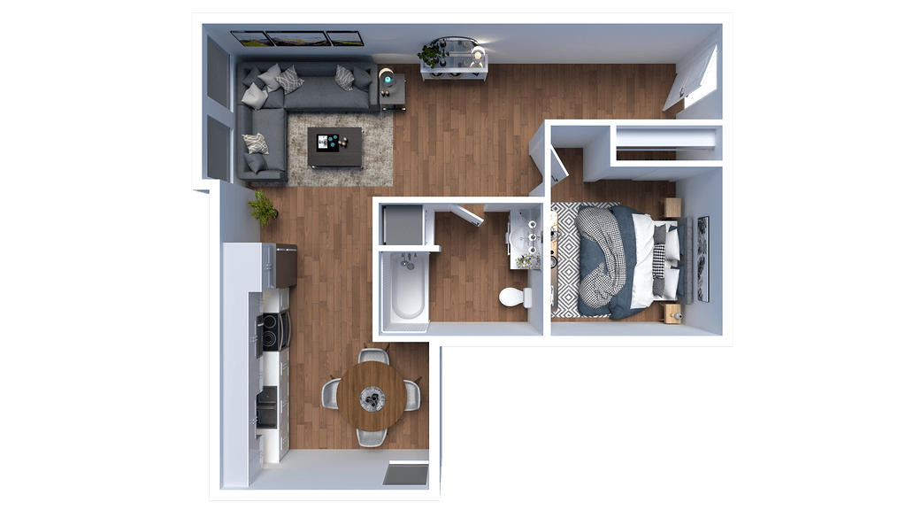 Floor Plan - Furnished G - 1 Bed 1 Bath