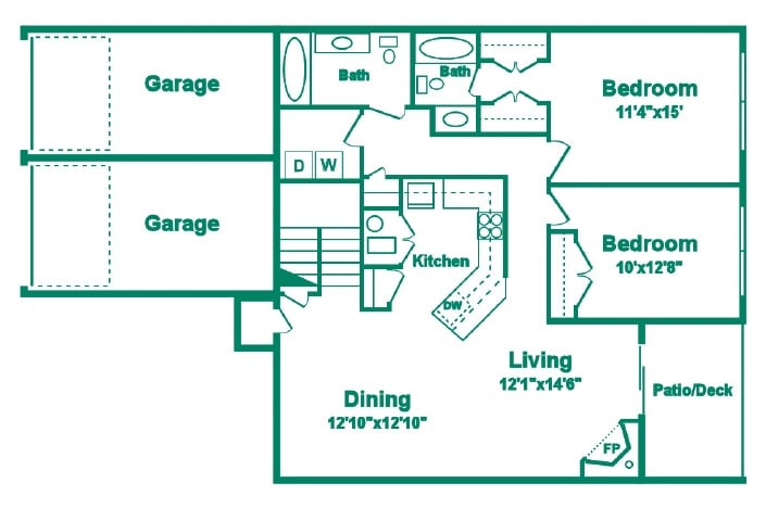 Floor Plan - Two Bedroom Style D