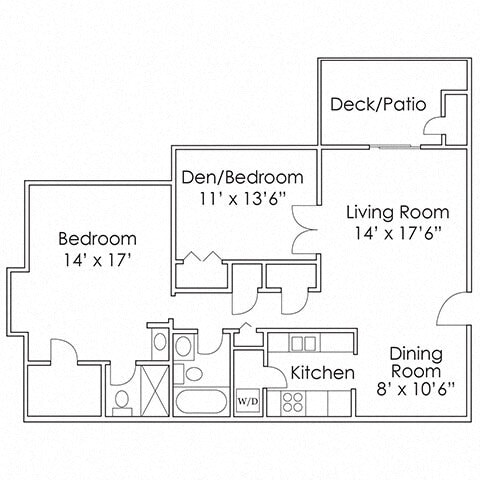 Floor Plan - 2 Bed, 2 Bath - B7 1150 SF