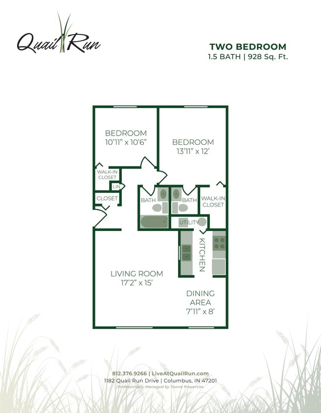 Floor Plan - 2 Bedroom (928 Sq. Ft.)