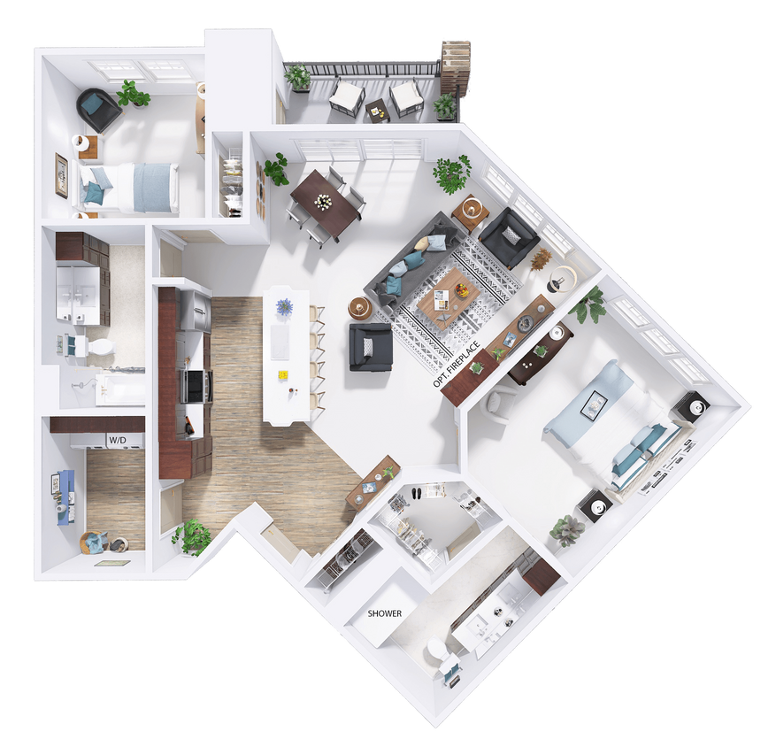 Floor Plan - CrossTown - E3 - 2 Bed - 2 Bath