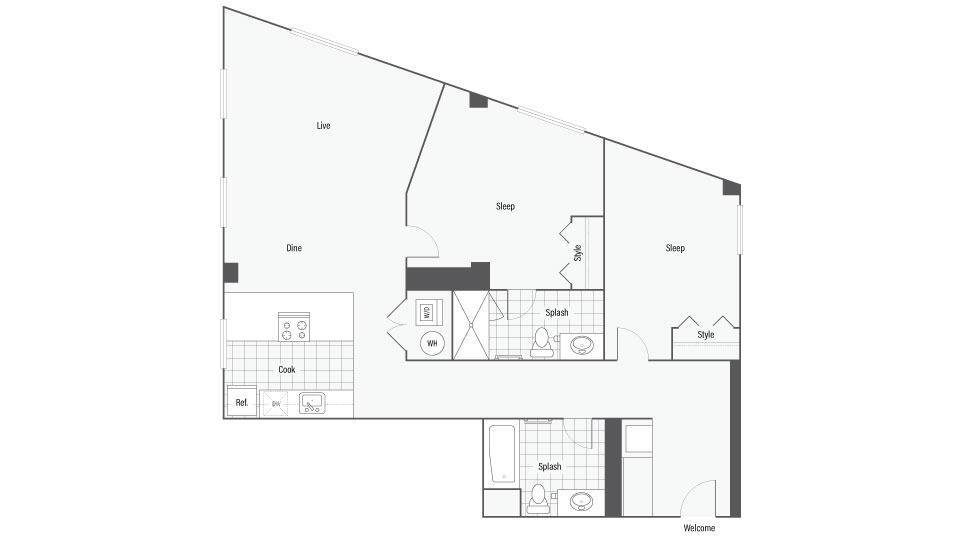 Floor Plan - Two Bedroom Two Bath E