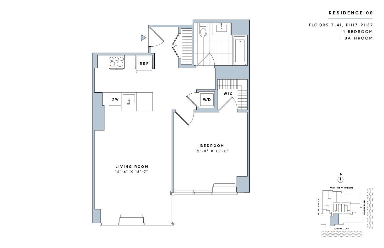 Floor Plan - 1 Bed/1 Bath-A.7-II