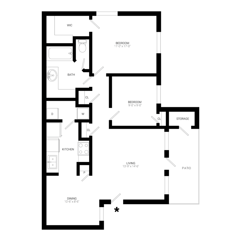 Floor Plan - 2x1 Amber B1U