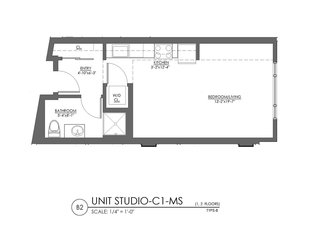 Floor Plan - Studio - 459 sqft
