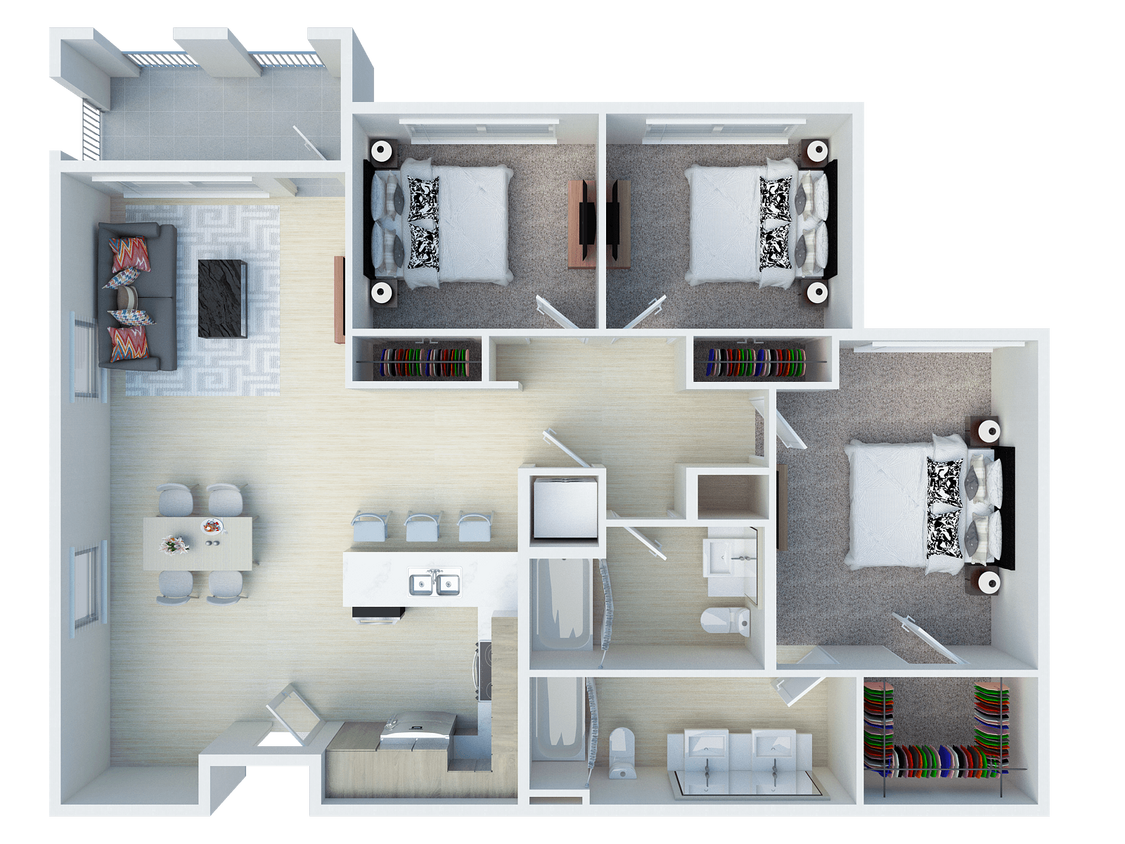 Floor Plan - 3Bed, 2Bath P