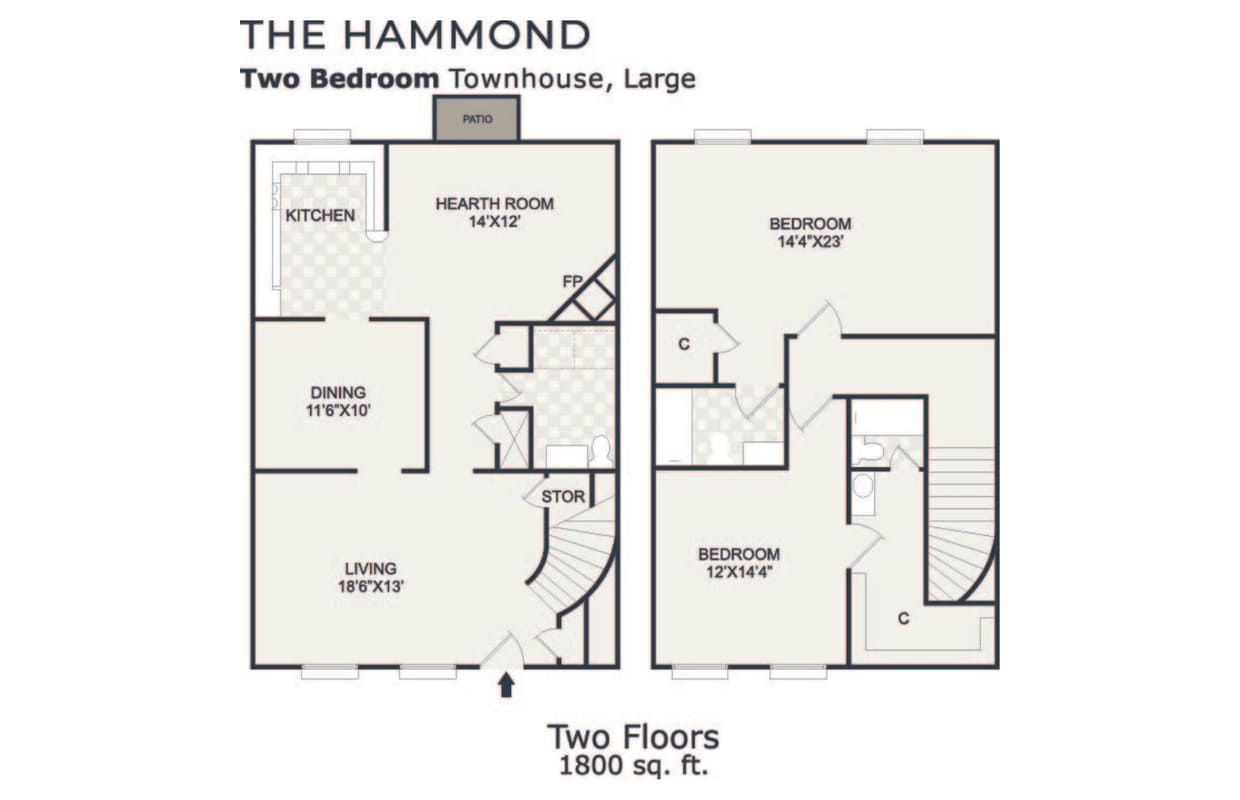 Floor Plan - 2bed 2.5bath TH Lg Renovated - Hammond
