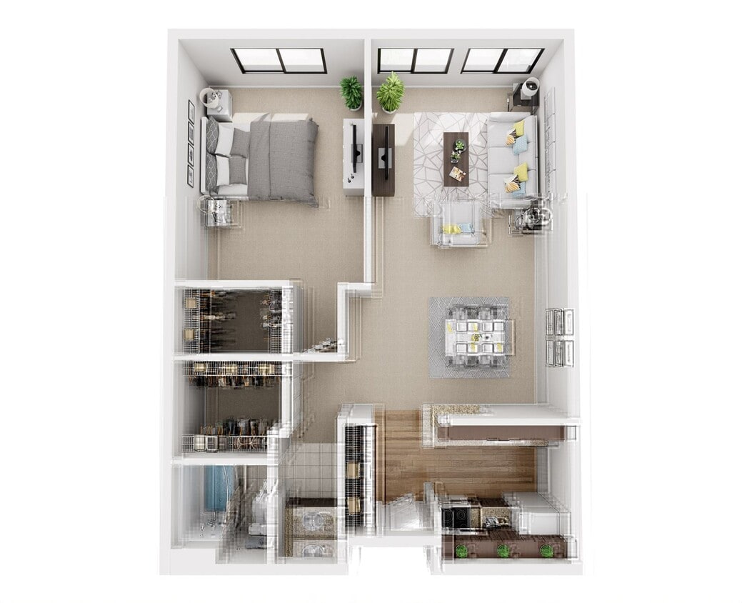 Floor Plan - 1 Bedroom, 1 Bath Apartment