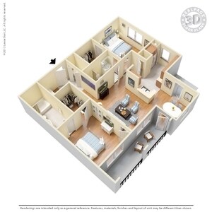 2BR/2BA - 2 Bed 2 Bath 1260 SqFt (1152 Net)