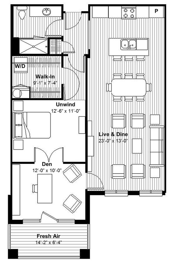Chic 1 BR Den + Terrace, Spa Shower - Chic 1 BR Den + Veranda, Spa Shower