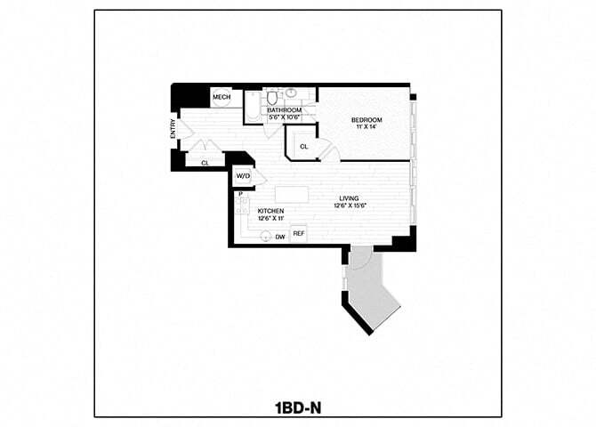 Floor Plan - 1 Bed/1 Bath-N