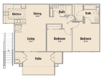 2BR/2BA - 2 Bedroom