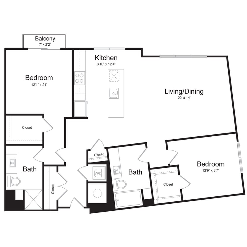 Floor Plan - Two Bedroom/Two Bath (B9)