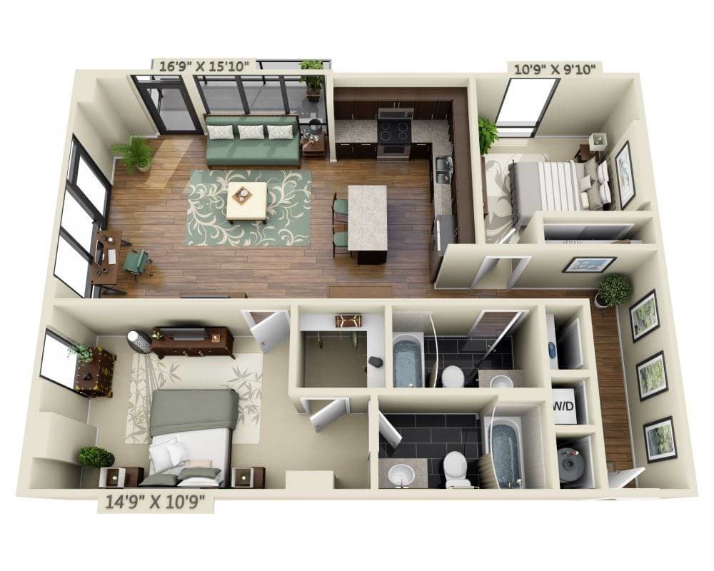 Floor Plan - Two Bedroom B2F