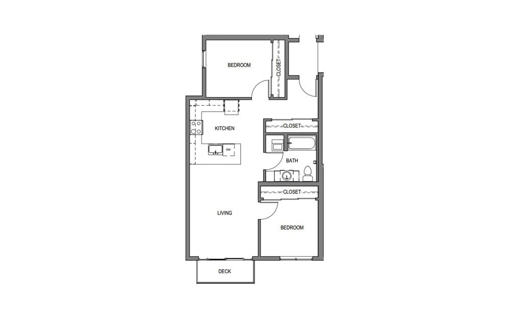 Floor Plan - 2 Bed/1 Bath-F1