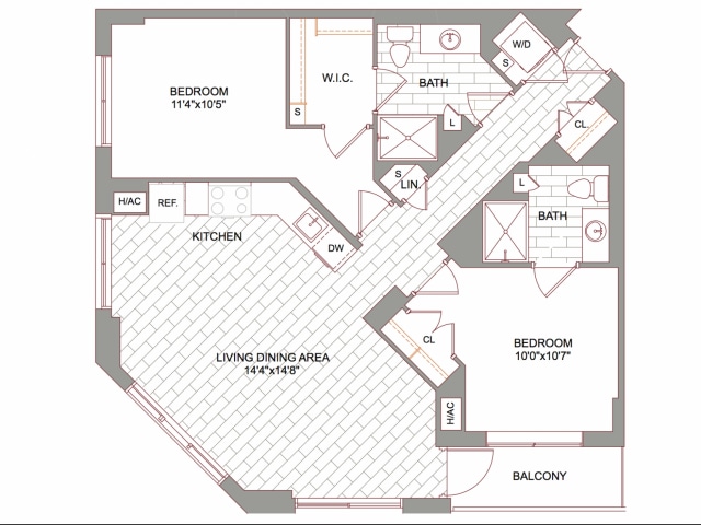 Floor Plan - 2x2 Balcony