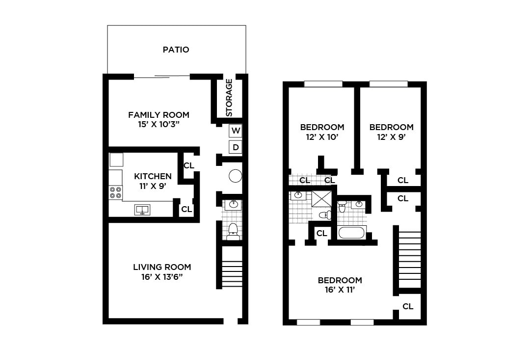 Floor Plan - 3 Bedrooms 2 Bath
