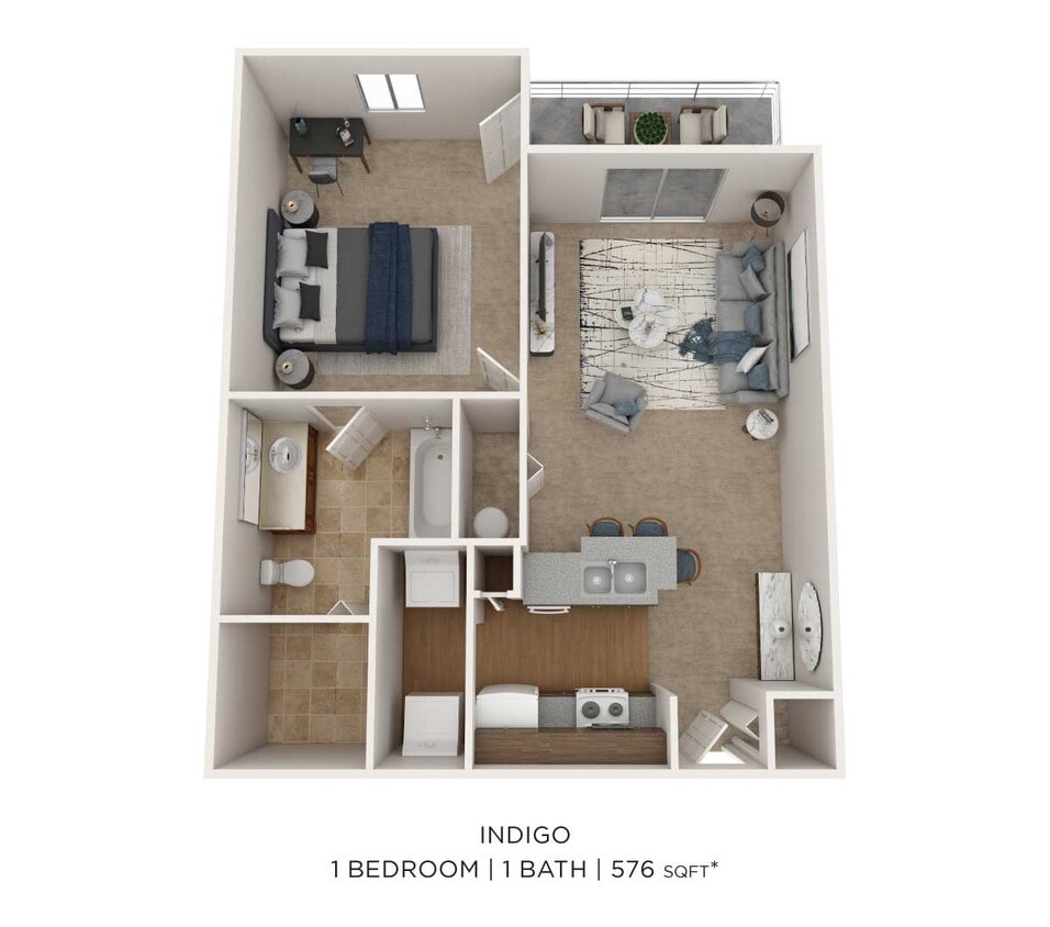 Floor Plan - One Bedroom-576 sqft