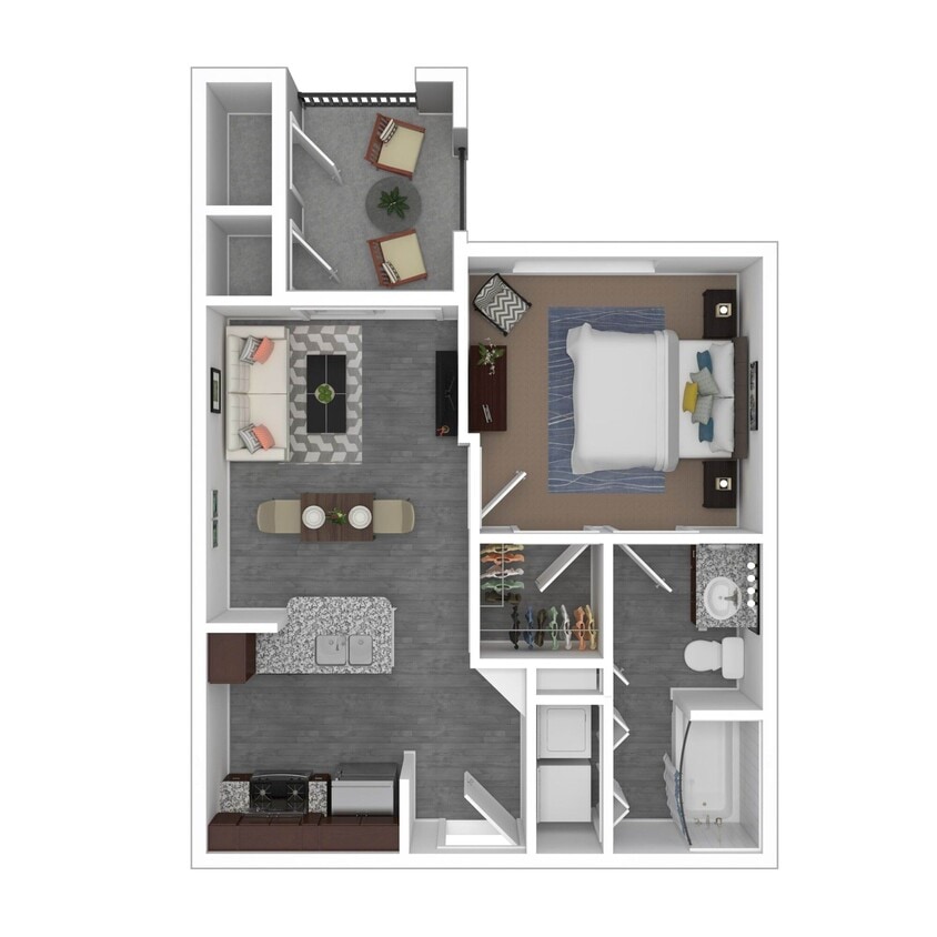 Floor Plan - 1 Bed 1 Bath 652 SqFt (554 Net)