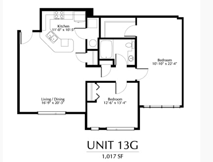 2 Bedroom 1 Bath - B2 Two Bedroom