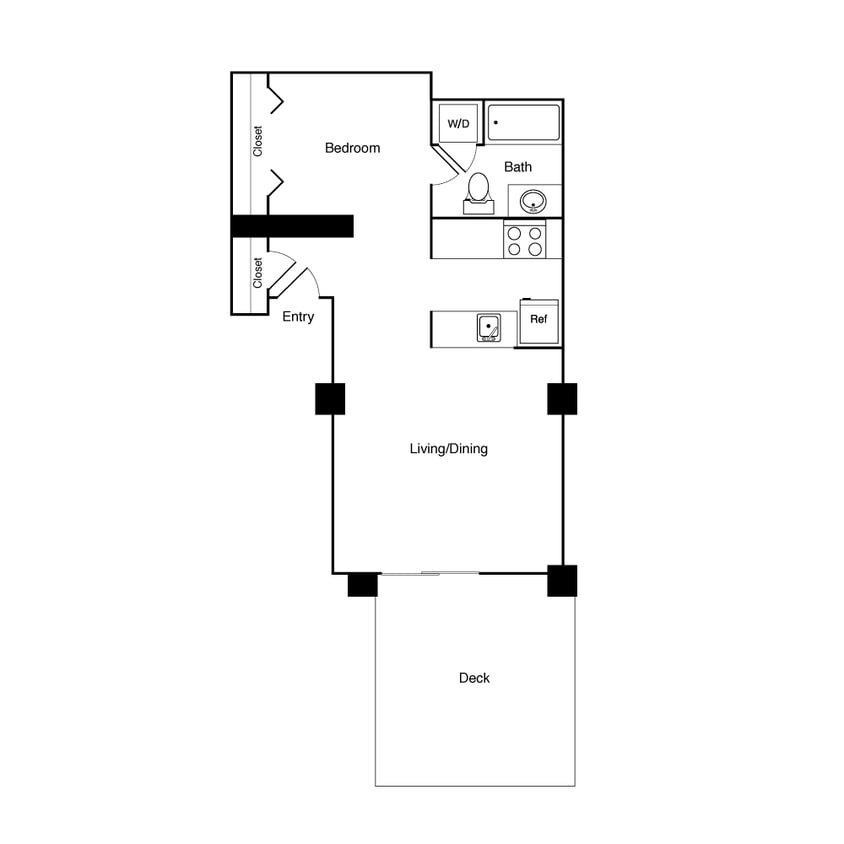 Floor Plan - 1 Bed 522 SW