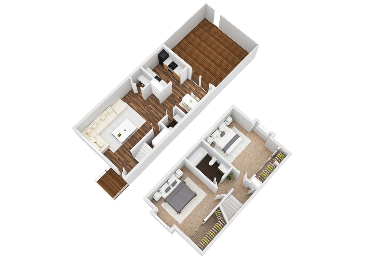 Floor Plan - 2 Bedroom 1.5 Bathroom Townhome - Gold