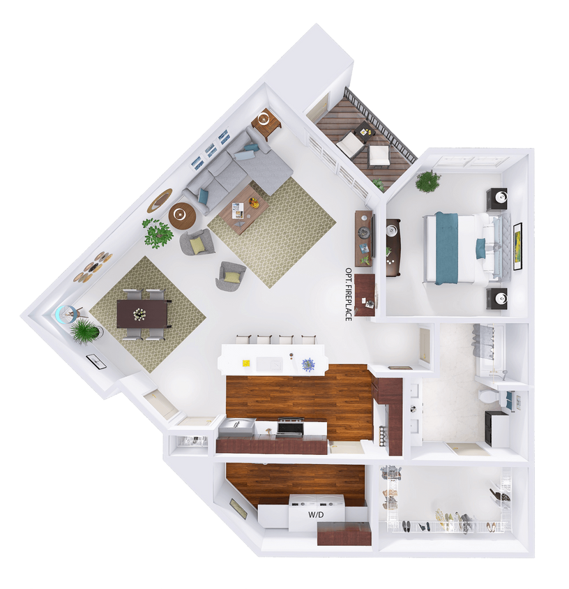Floor Plan - WestTown - E2-M - 1 Bed - 1 Bath