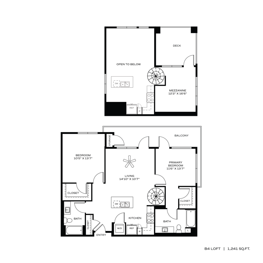 Floor Plan - 2BR/2BA B4 LOFT
