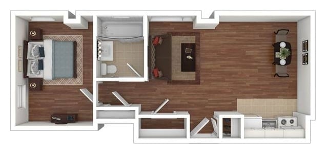 Floor Plan - Shaker 1 Bedroom 1 Bath