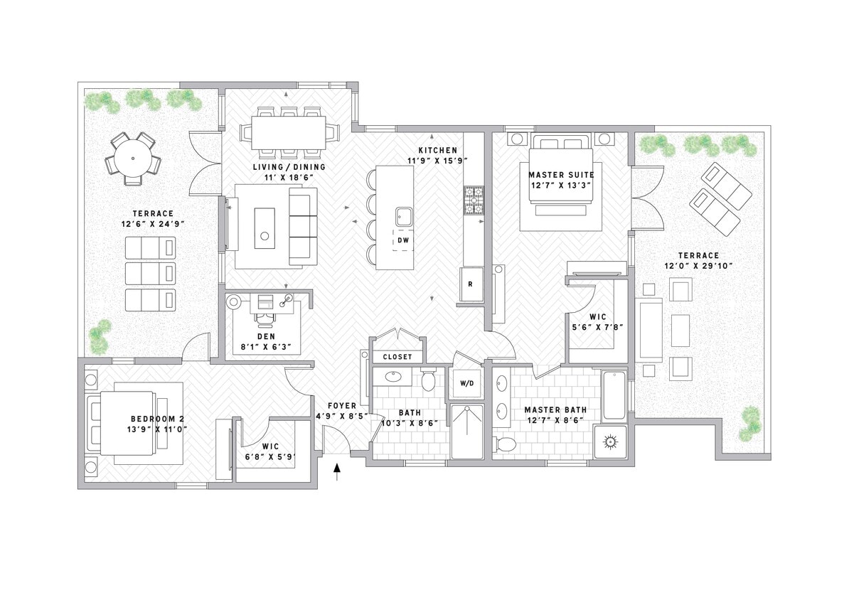 Floor Plan - B5 2 Bed + Den