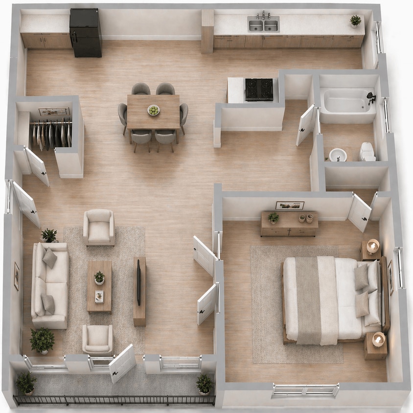 Floor Plan - 1 Bedroom Victorian (Renovated)