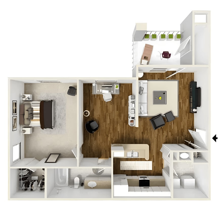 Floor Plan - One Bed With Study