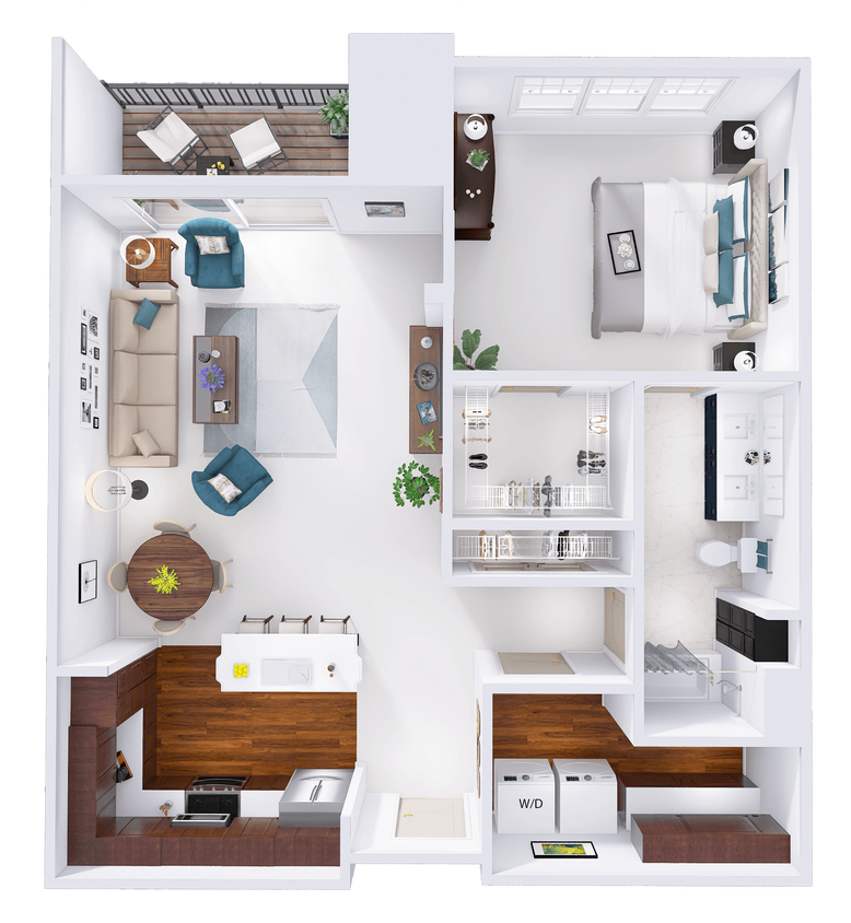 Floor Plan - WestTown - B7 - 1 Bed - 1 Bath