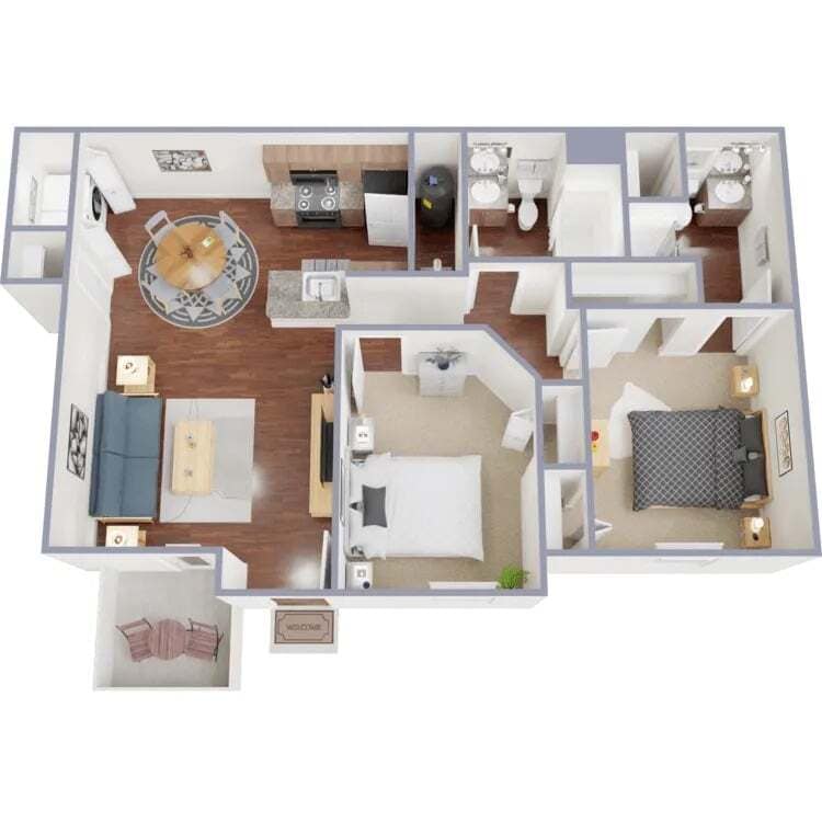 Floor Plan - Two Bedroom, Two Bath B