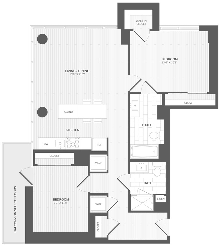 Floor Plan - 2 Bed/2Bath-B East