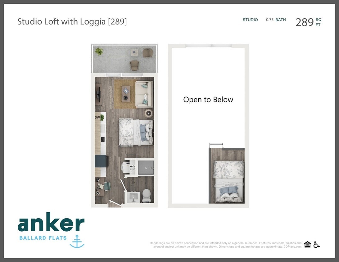 Floor Plan - Standard Studio with Loft and Loggia