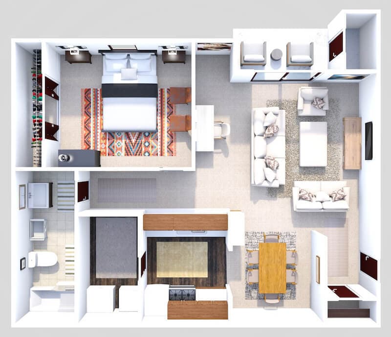 Floor Plan - Phase I - Luxury 1 Bed 1 Bath