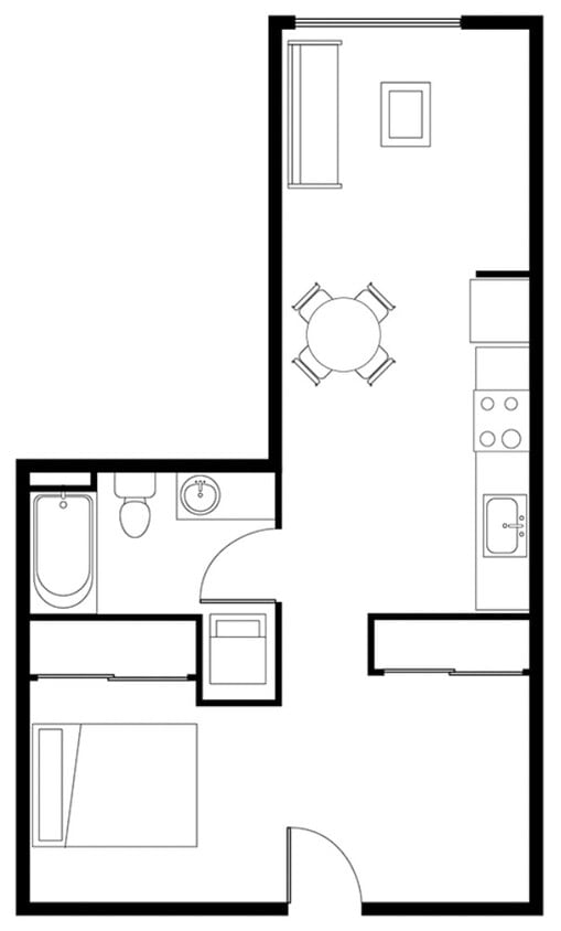 Floor Plan - Open 1 Bed D