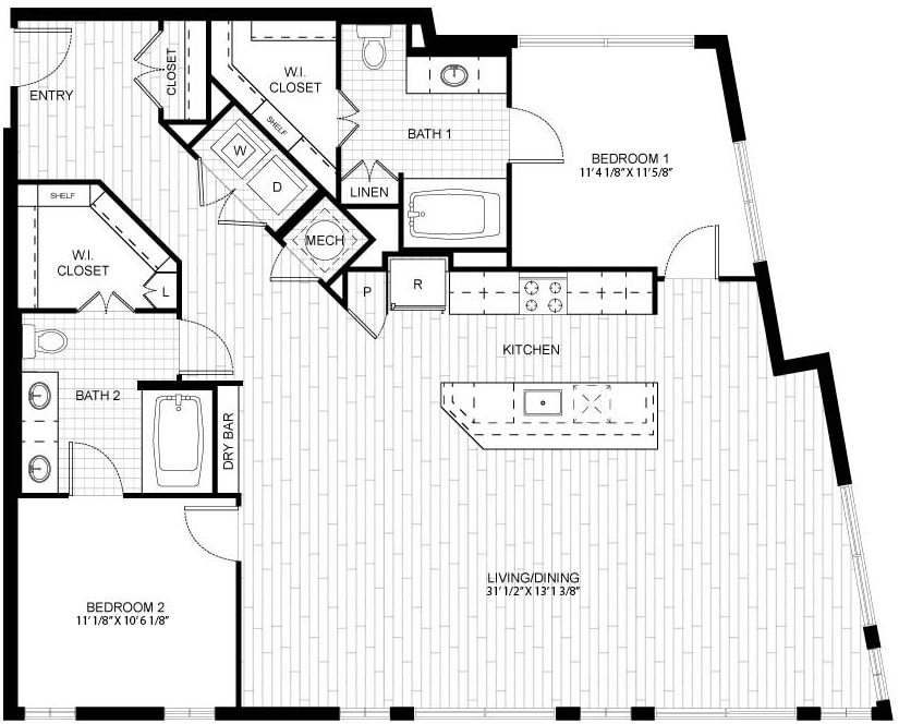 Floor Plan - 2 Bed/2 Bath-F.C03