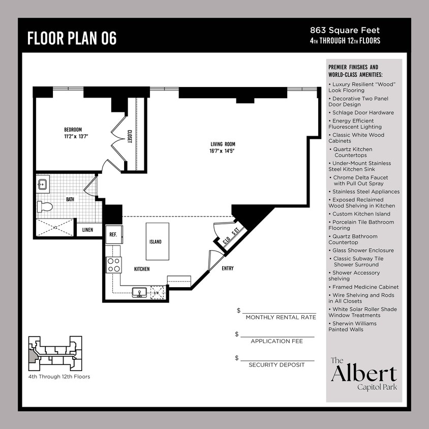 Floor Plan - 1 Bedroom Unit - A6