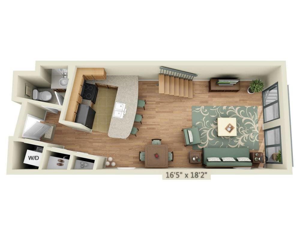 Floor Plan - 1 BEDROOM LOFT (A1.5BL)