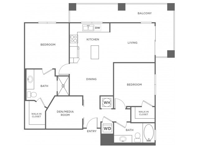 Two Bedroom Two Bath/Den (1199 SF) - Two Bedroom Two Bath/Den (1199 SF)