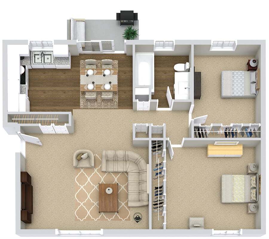 Floor Plan - The Elliot (2BR / 1BA)