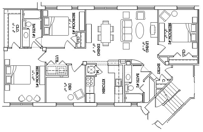 3BR/2BA - 3 Bedroom - Urban