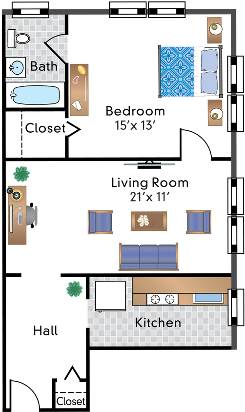 Floor Plan - 1 Bedroom 10 Tier