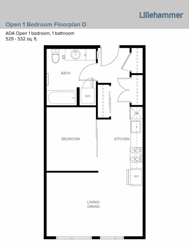 Floor Plan - Open 1 Bedroom D