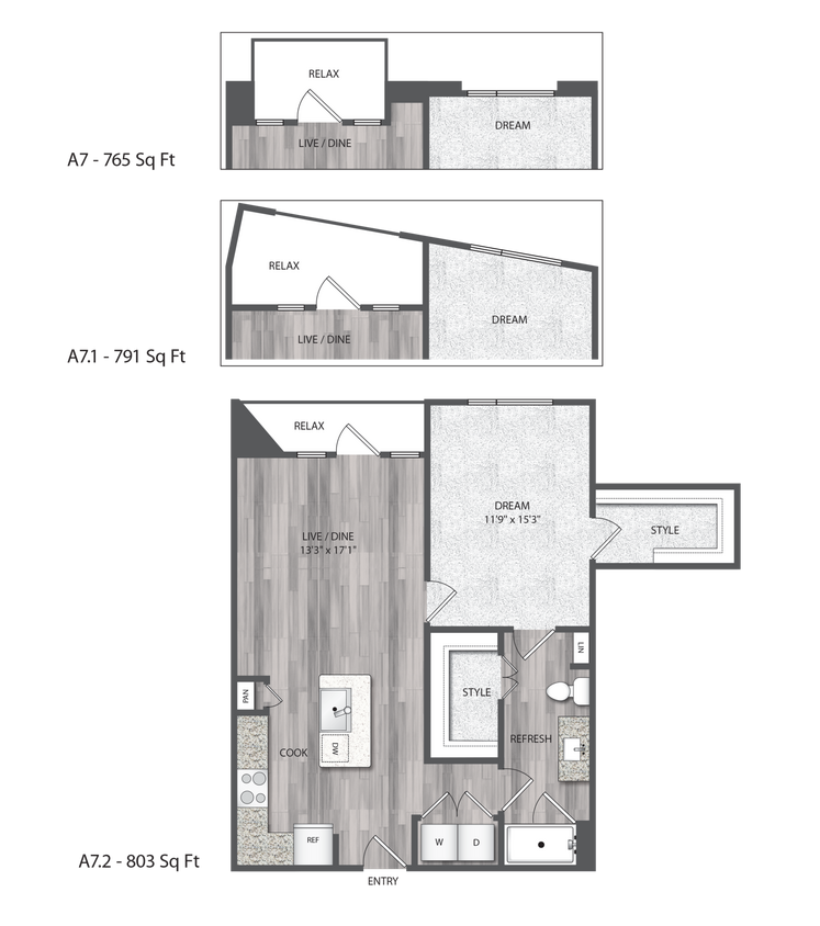 Encore Montrose - A7 - 1 Beds - 1 Baths - 765 Sq. ft. - A7