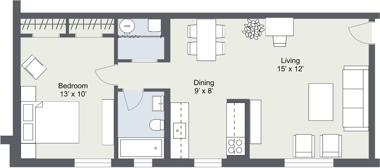 Floor Plan - 1 bedroom apartment