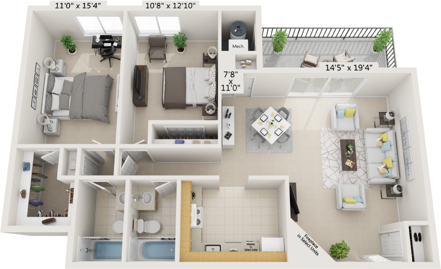 Floor Plan - 2BR | 2BA L