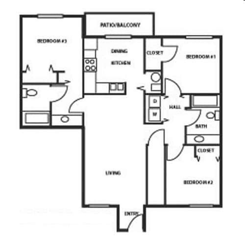 3BR/2BA - 3 Bedroom, 2 Bathroom